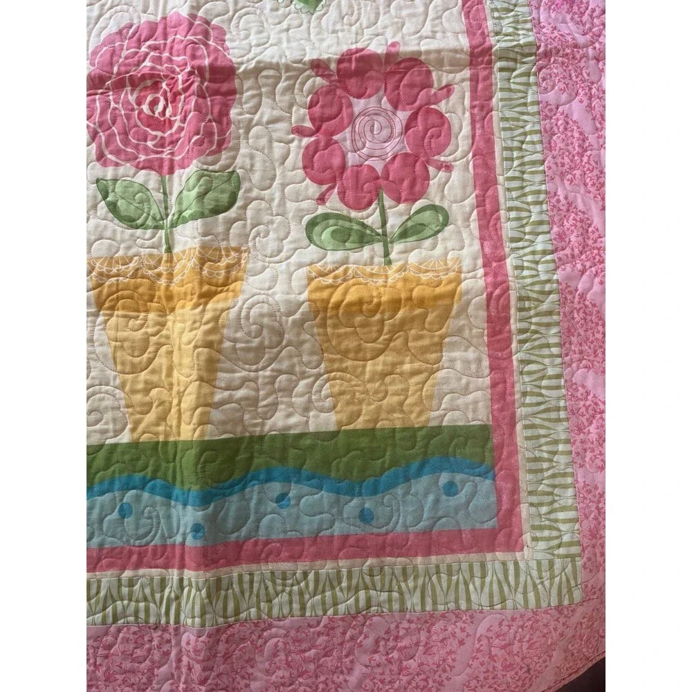 Handmade Baby Crib/Wall Hanging “Chance of Flowers” Quilt